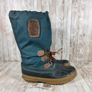Sorel‎ Vintage Made in Canada Teal Nylon Rubber Snow Duck Boots Mens 8